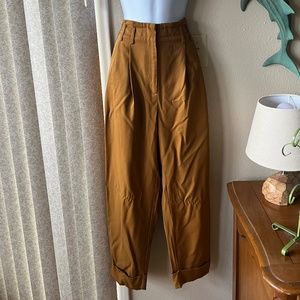 Elizabeth and James Women's 8 High Waisted Mustard Yellow / Rust Ankle Pants